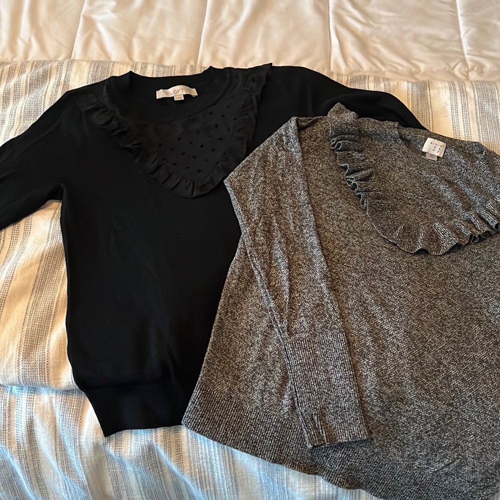 2 Ruffle Bib sweaters